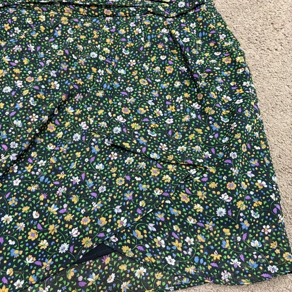 Zara Mini Skirt Floral Pintuck Side Zip Womens S NWOT - Picture 2 of 10